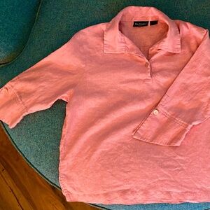 Bay Studio Petite Size S or M, Coral Rose color 3/4 Angled Sleeve Pretty Buttons